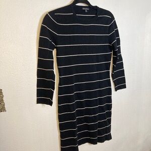 brooks brothers thick knit striped body con mercerized cotton dress